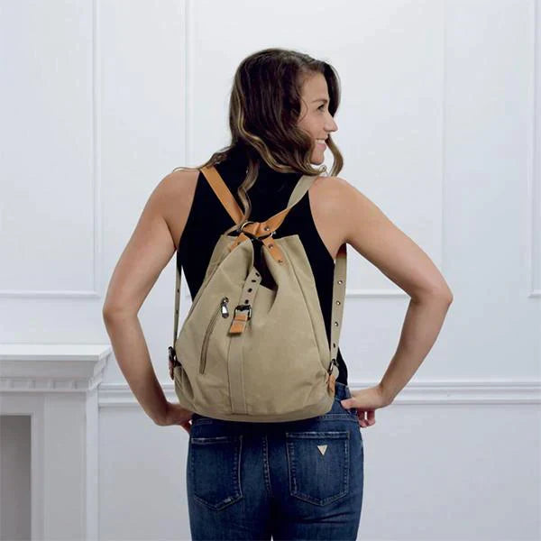 Tarala™ | Dames Multifunctionele Canvas Schouder- en Rugtas | Stijlvol en Praktisch 2-in-1 Design