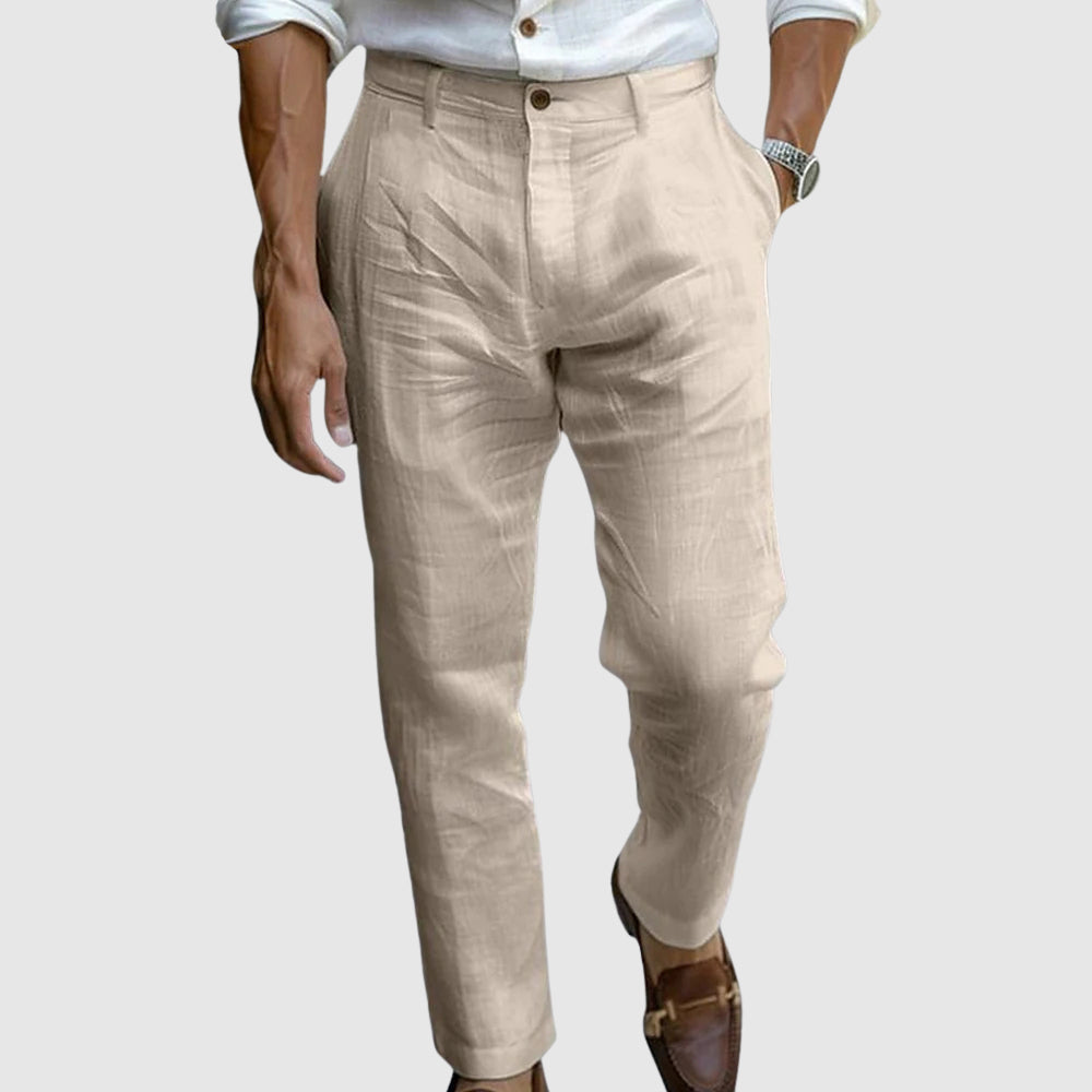 Eliano | Linnenlook Zomerbroek Heren met Tapered Fit