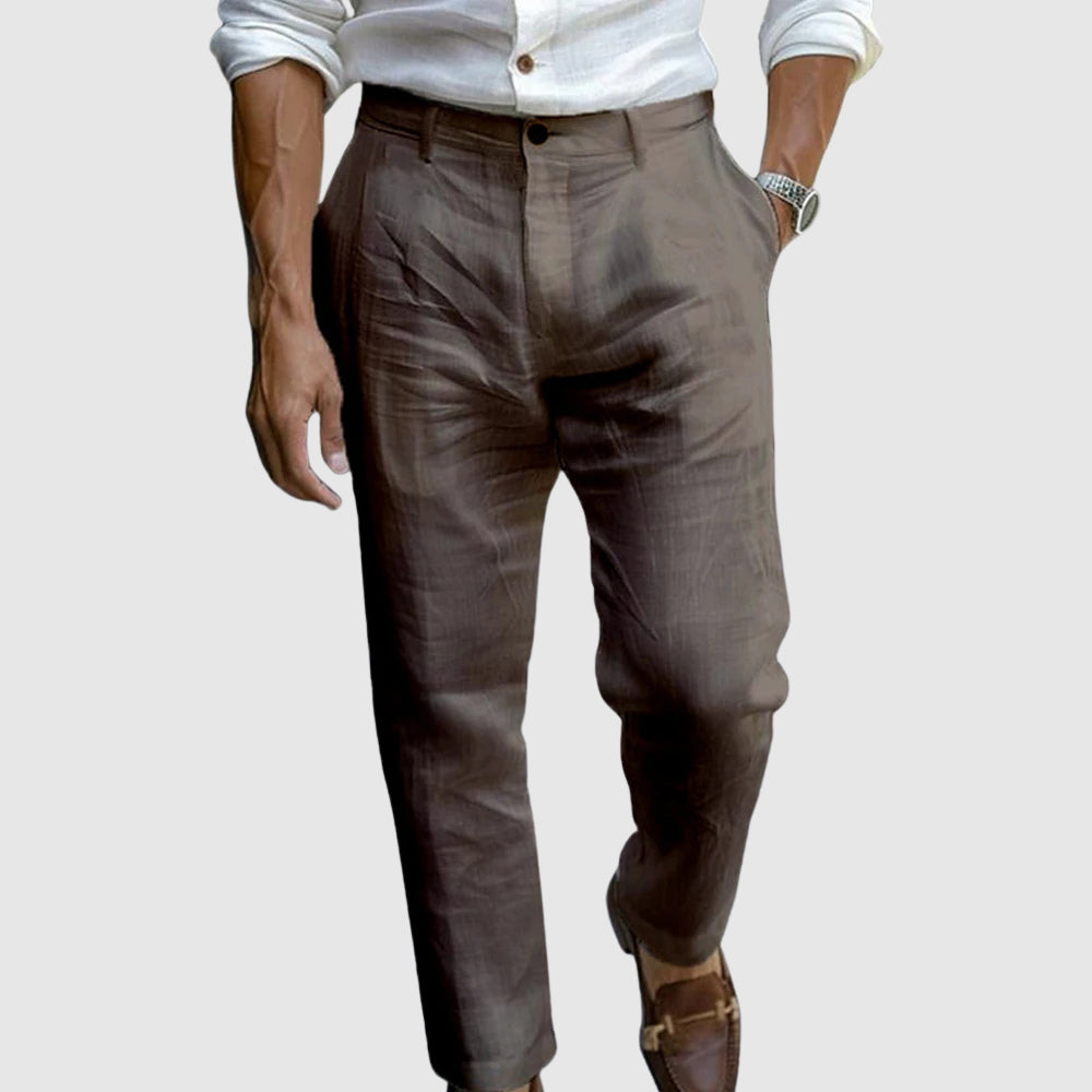 Eliano | Linnenlook Zomerbroek Heren met Tapered Fit