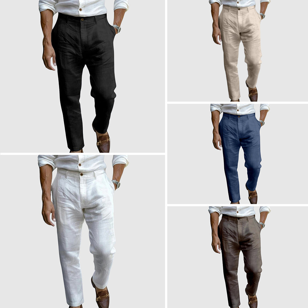 Eliano | Linnenlook Zomerbroek Heren met Tapered Fit