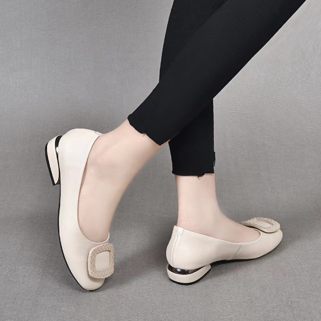 Veleris | Elegante Dames Ballerina’s Met Lage Hak & Vierkante Neus