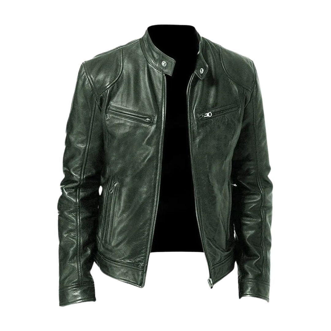 Matteo | Luxe Leren Bikerjack met Tijdloze Motorlook en Minimalistisch Design