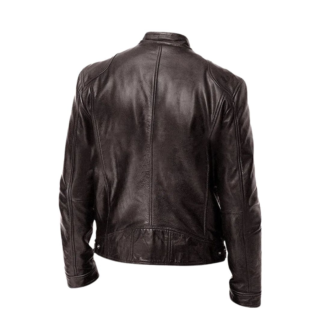 Matteo | Luxe Leren Bikerjack met Tijdloze Motorlook en Minimalistisch Design