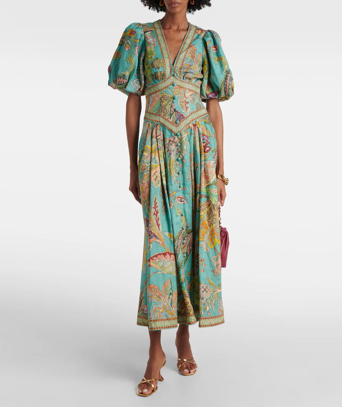 Soleia | Bohemian Maxi-Jurk Dames | Luchtige Zomerjurk | V-Hals | Zwierige Paisley Print | Festival Strandjurk