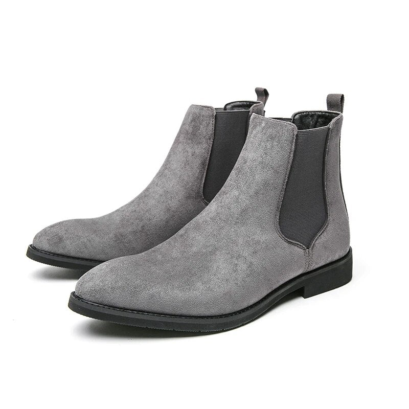 Tommy™ | Heren Suède Chelsea Boots Grijs | Minimalistische Enkel Instaplaarzen met Elastiek voor Casual & Nette Outfits