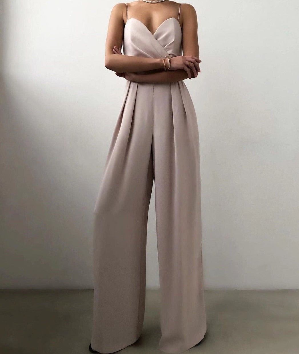 Giulia | Elegante Dames Jumpsuit Met Strapless Bustier & Wijde Pijpen