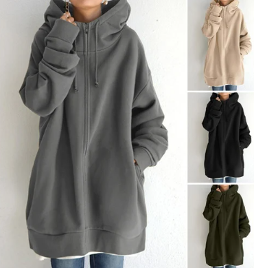 Amaya | Oversized Hoodie Met Rits En Capuchon