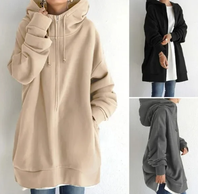 Amaya | Oversized Hoodie Met Rits En Capuchon