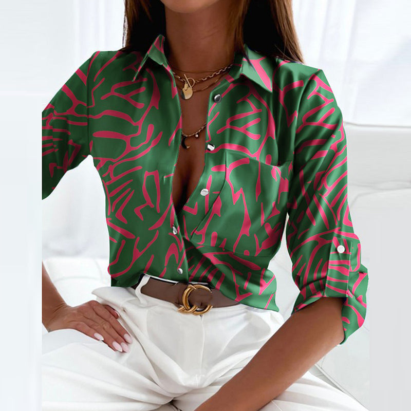 Luciana | Dames Blouse Met Print & Lange Mouwen