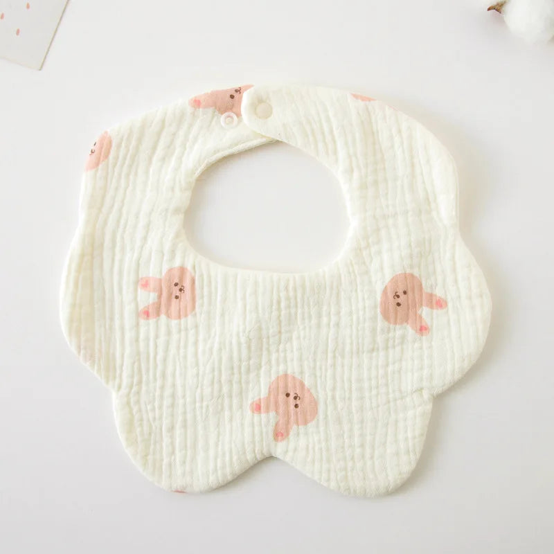 Elodie™ | Baby Slabbetjes Katoen met Bloemvorm en Speelse Print | Hydrofiel, Zacht & Stijlvol Kraamcadeau