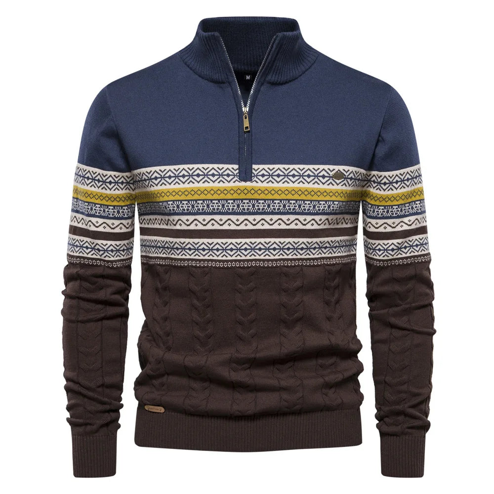 Alaric™ | Heren Winter Half-Zip Trui met Etnisch Design