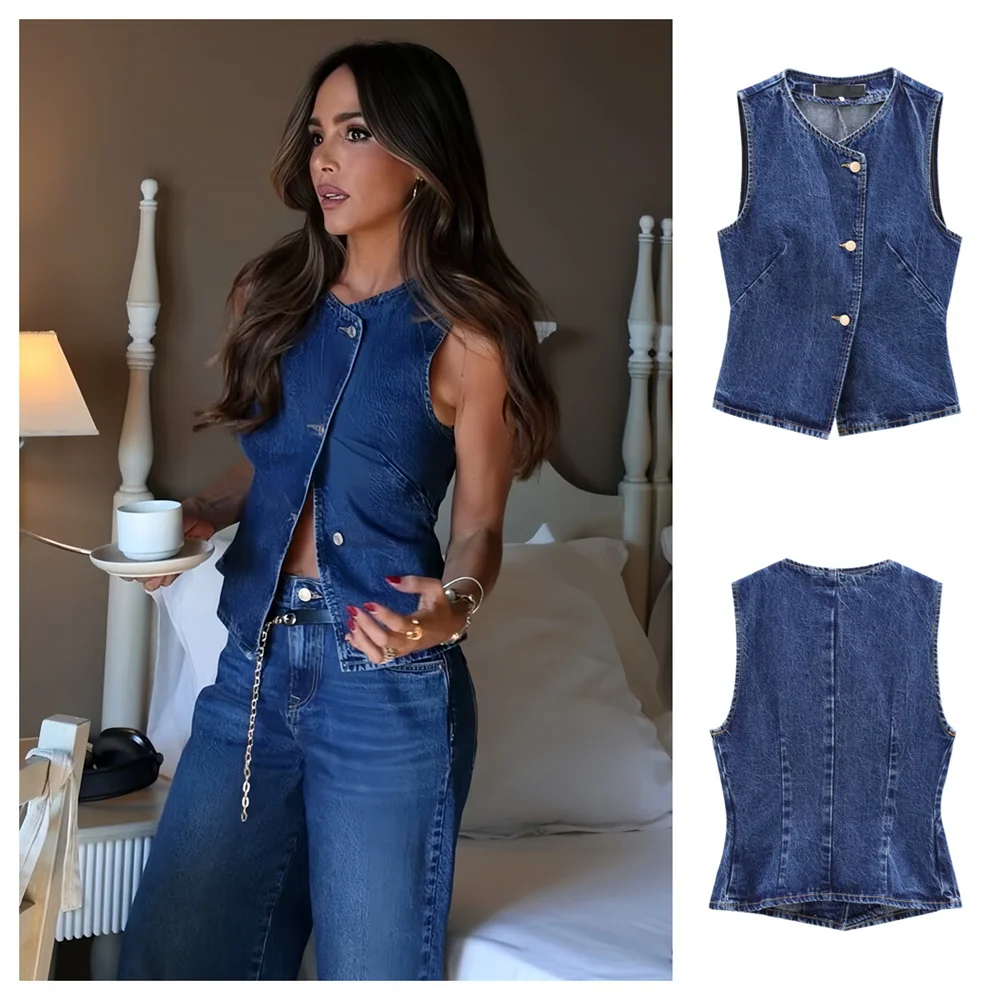 Renée | Getailleerd Denim Gilet Dames