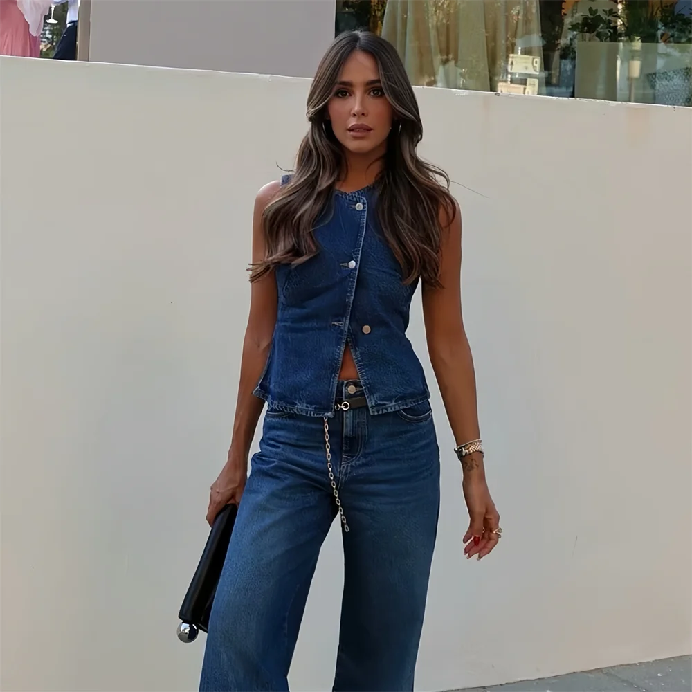 Renée | Getailleerd Denim Gilet Dames