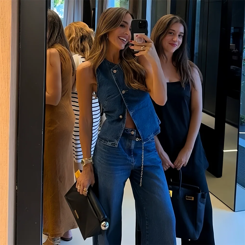 Renée | Getailleerd Denim Gilet Dames