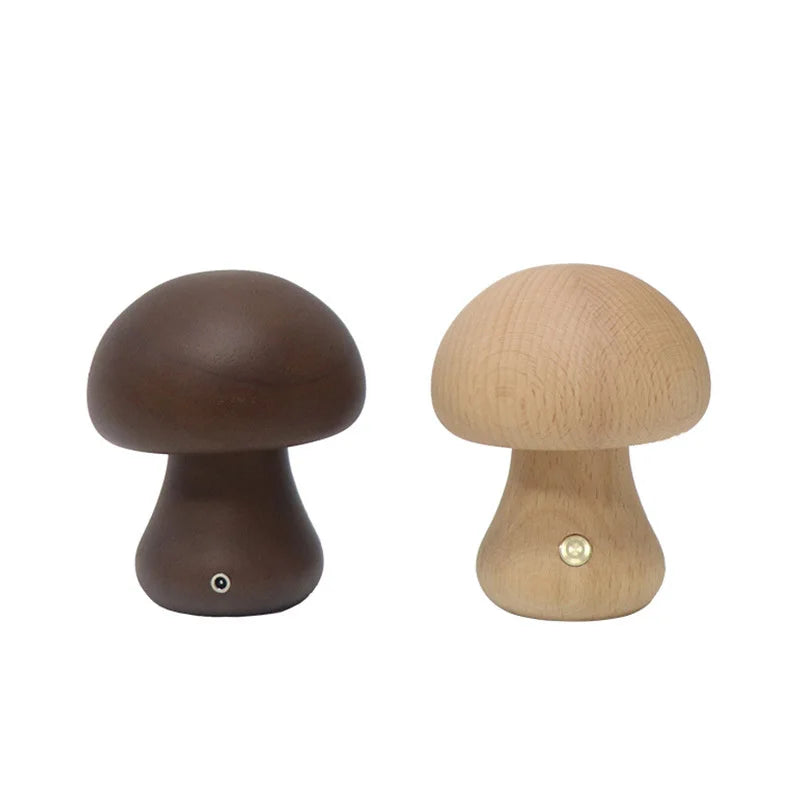 MushLume™ | Houten Tafellamp met Touchbediening | Sfeervolle Oplaadbare LED Verlichting met Warme Gloed