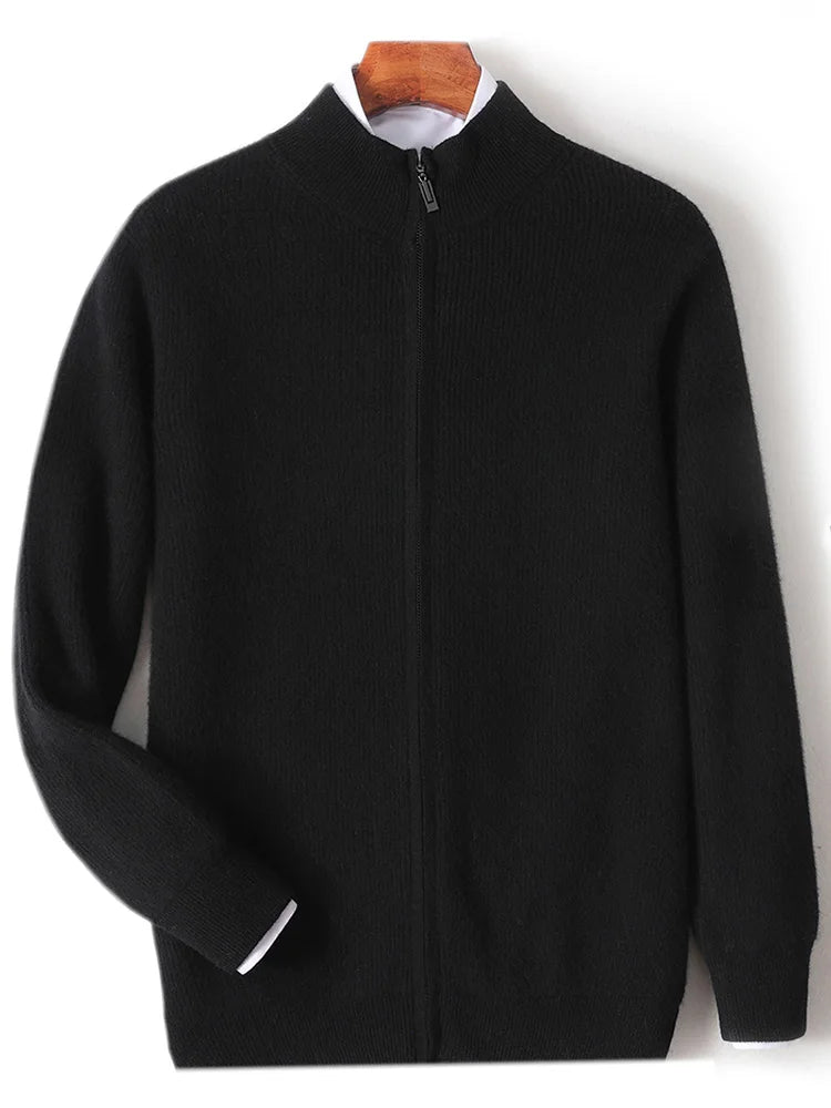 Xavier™ | Heren Merinowol Kasjmier Vest | Luxe Ribbel Gebreid Wollen Vest met Rits