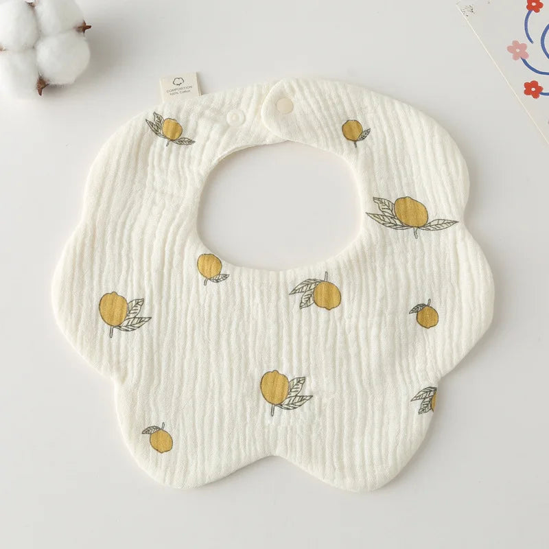 Elodie™ | Baby Slabbetjes Katoen met Bloemvorm en Speelse Print | Hydrofiel, Zacht & Stijlvol Kraamcadeau