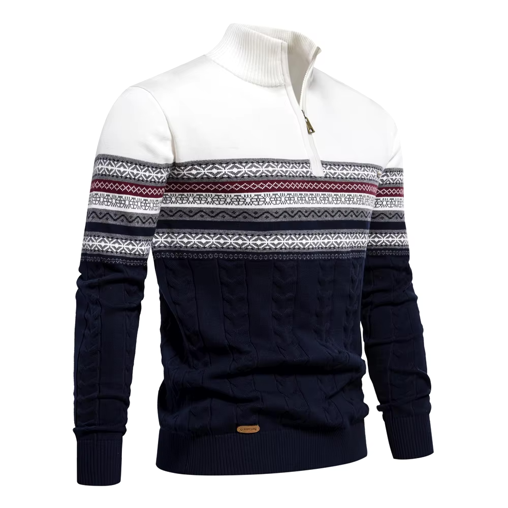 Alaric™ | Heren Winter Half-Zip Trui met Etnisch Design