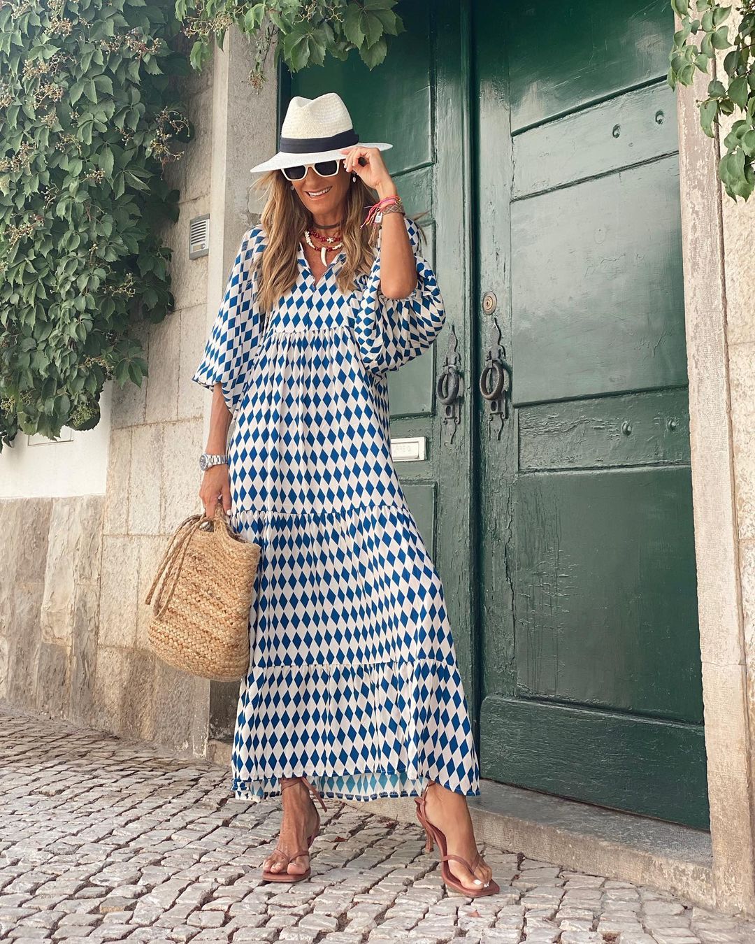 Vivara | Boho Maxi Jurk met Grafische Print en Luchtige V-Hals