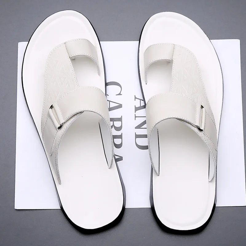 Miro | Leren Teenslippers Heren | Brede Wreefband met Gesp | Luxe & Comfortabel | Zomers & Stijlvol