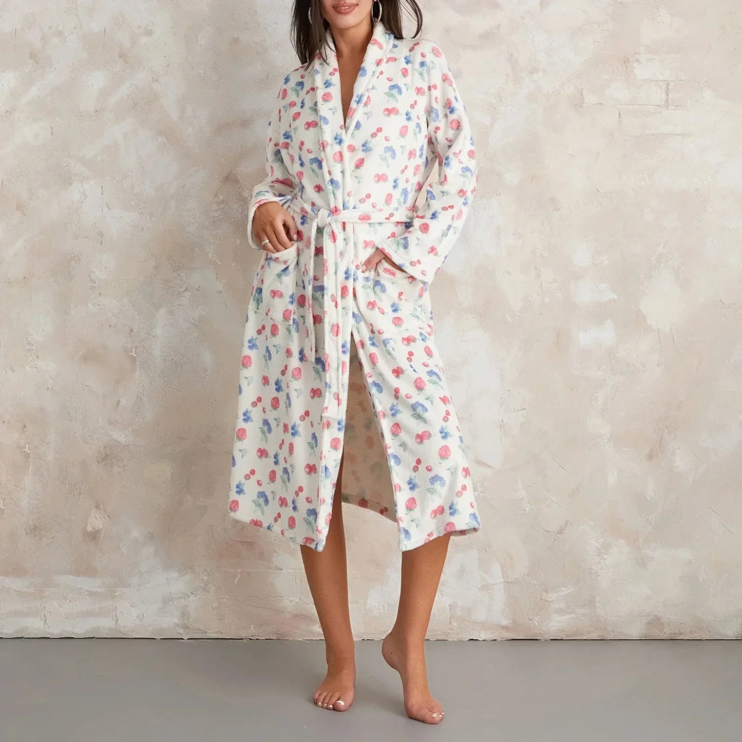 Liora | Flanellen Badjas met Print Dames
