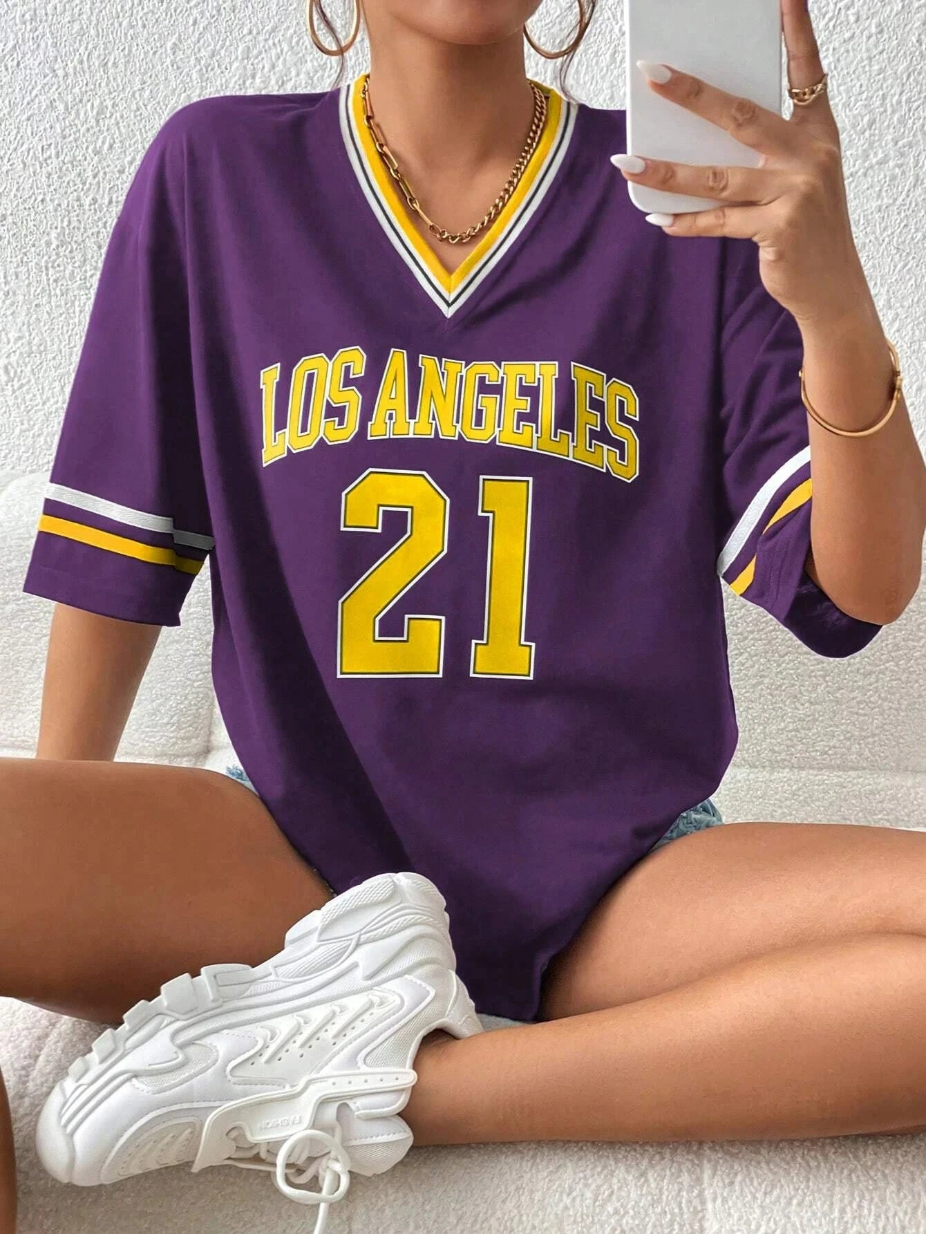 Kaia | Oversized Varsity T-Shirt Dames