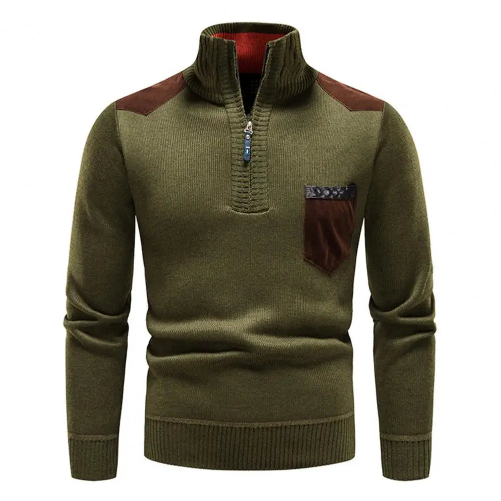 Tristan™ | Luxe Heren Merinowol Halfzip Pullover met Borstzak