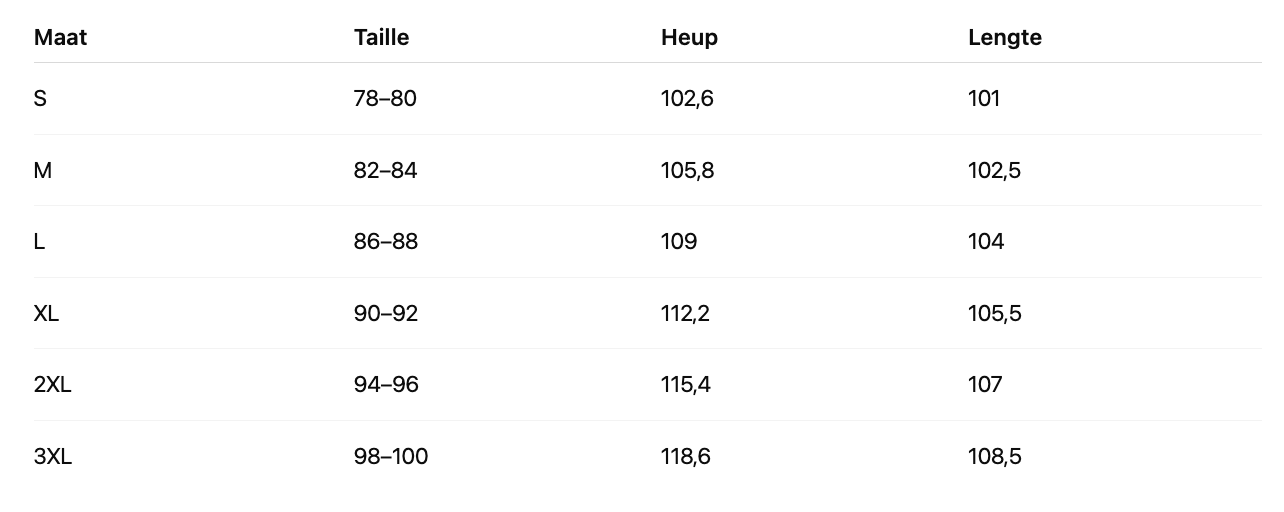 Size Chart