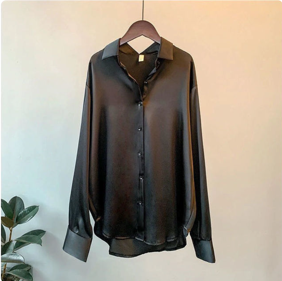 Soléane | Dames Satijnen Blouse Ballonmouwen