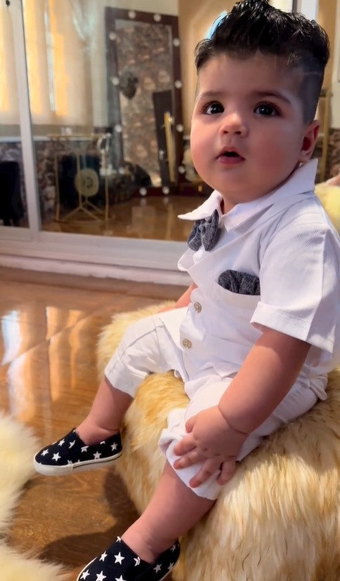 Petit Gala™ | Luxe Babyromper in Kostuumstijl met Strik en Giletlook
