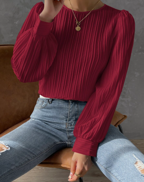 Elodie | Witte Plissé Blouse Dames