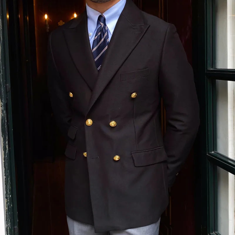 Aurelio | Slim Fit Blazer met Dubbele Goudkleurige Knoopsluiting Heren