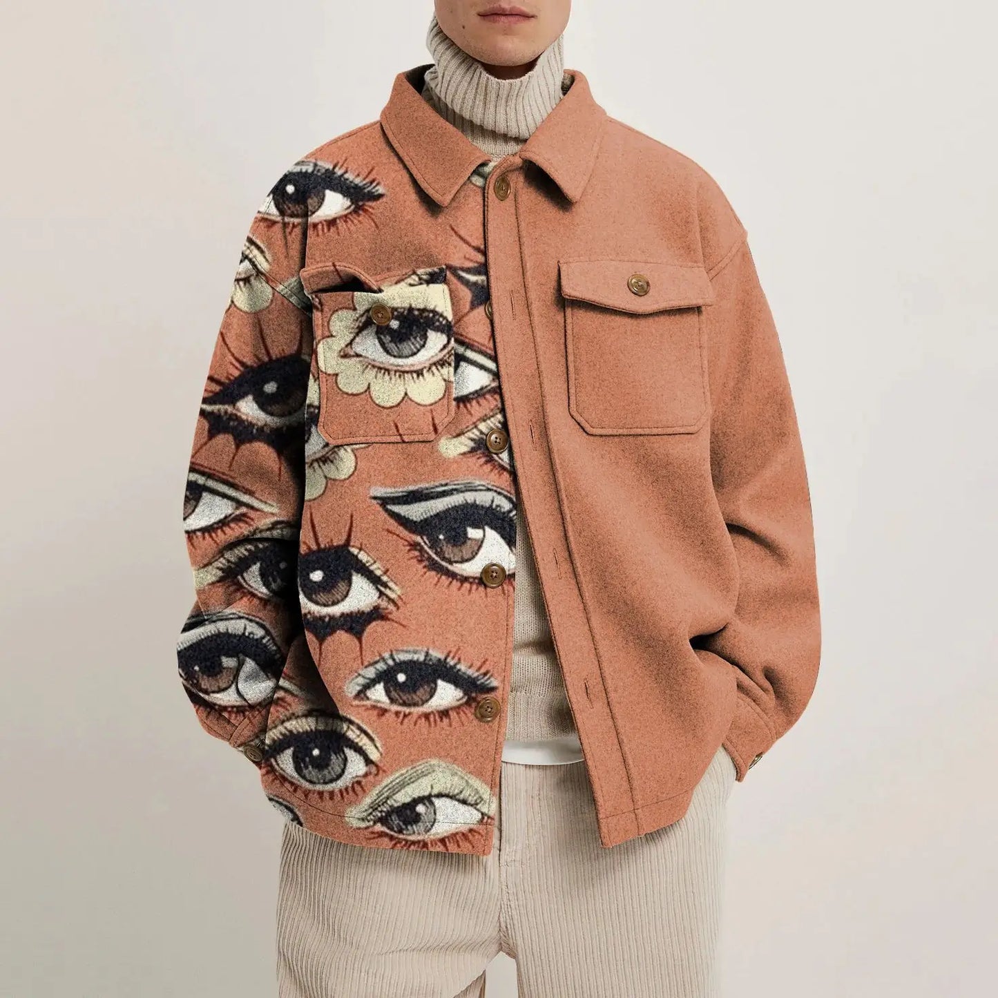 Ezren | Oversized Jas met Abstracte Kunstprint Heren