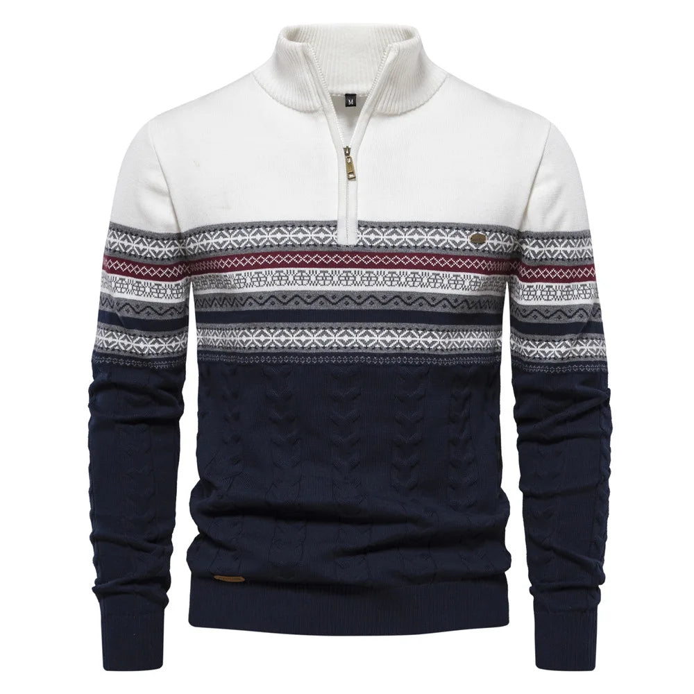 Alaric™ | Heren Winter Half-Zip Trui met Etnisch Design