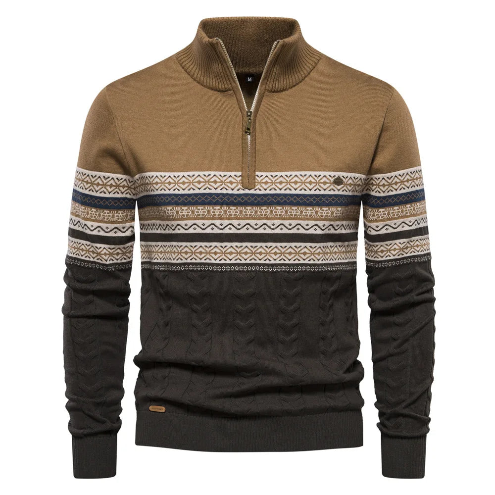 Alaric™ | Heren Winter Half-Zip Trui met Etnisch Design