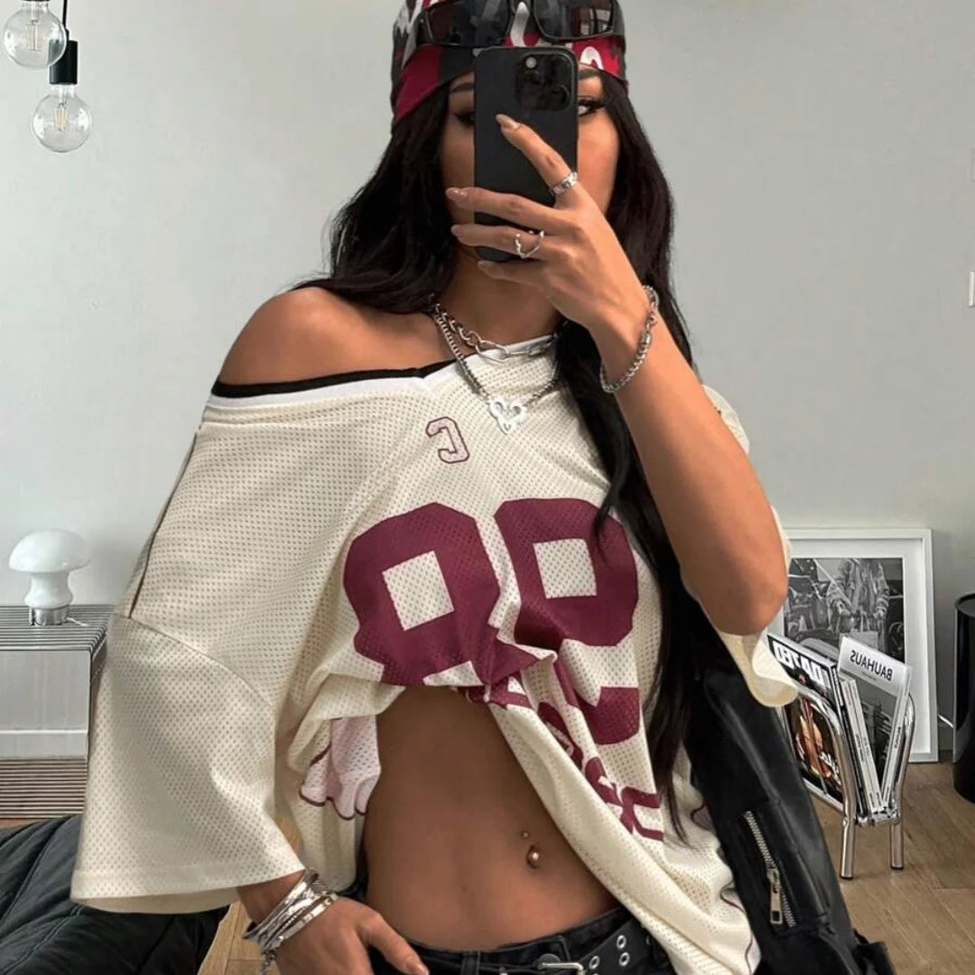 Vexa | Oversized Mesh Jersey Shirt Dames