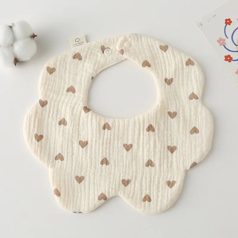 Elodie™ | Baby Slabbetjes Katoen met Bloemvorm en Speelse Print | Hydrofiel, Zacht & Stijlvol Kraamcadeau