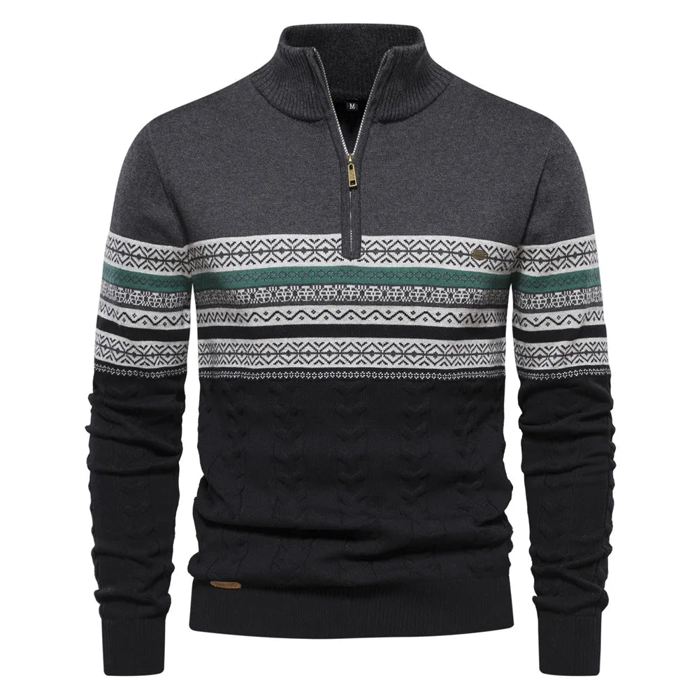 Alaric™ | Heren Winter Half-Zip Trui met Etnisch Design