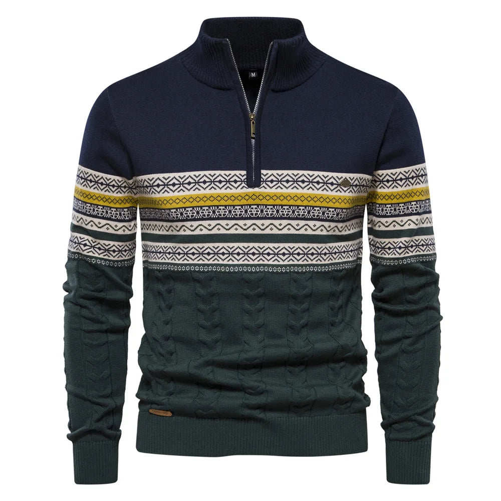 Alaric™ | Heren Winter Half-Zip Trui met Etnisch Design