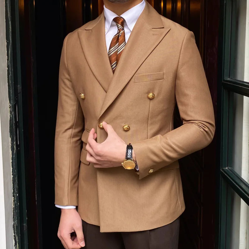Aurelio | Slim Fit Blazer met Dubbele Goudkleurige Knoopsluiting Heren