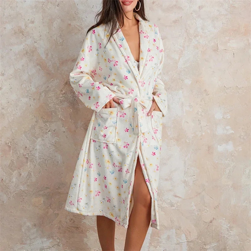 Liora | Flanellen Badjas met Print Dames