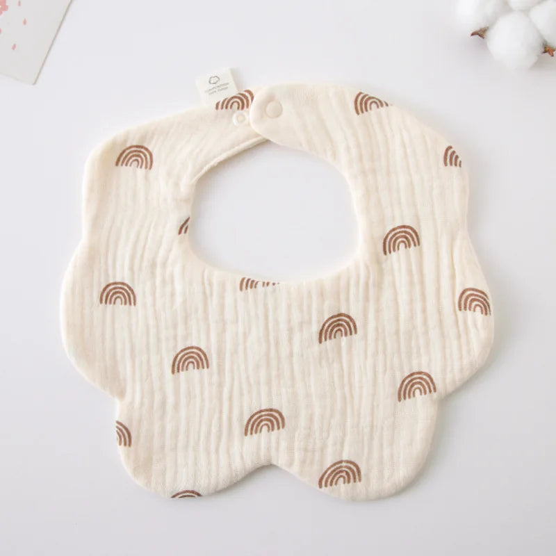 Elodie™ | Baby Slabbetjes Katoen met Bloemvorm en Speelse Print | Hydrofiel, Zacht & Stijlvol Kraamcadeau
