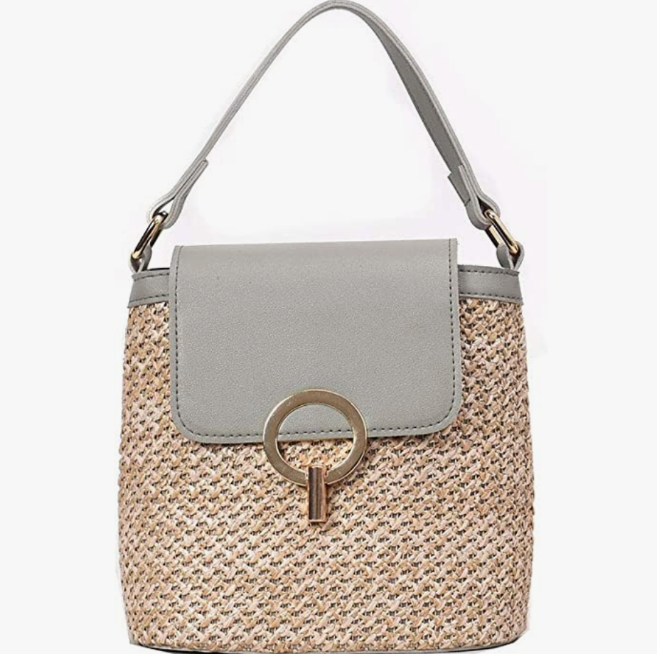 Lorea™ | Dames Rieten Crossbody Schoudertas | Bohemian Handtas met Gouden Ring