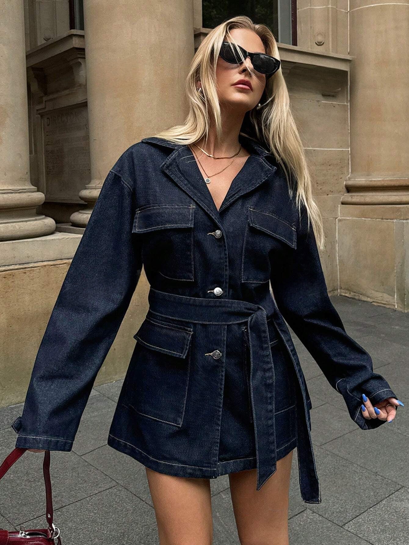 Sienna | Denim Jas Met Ceintuur