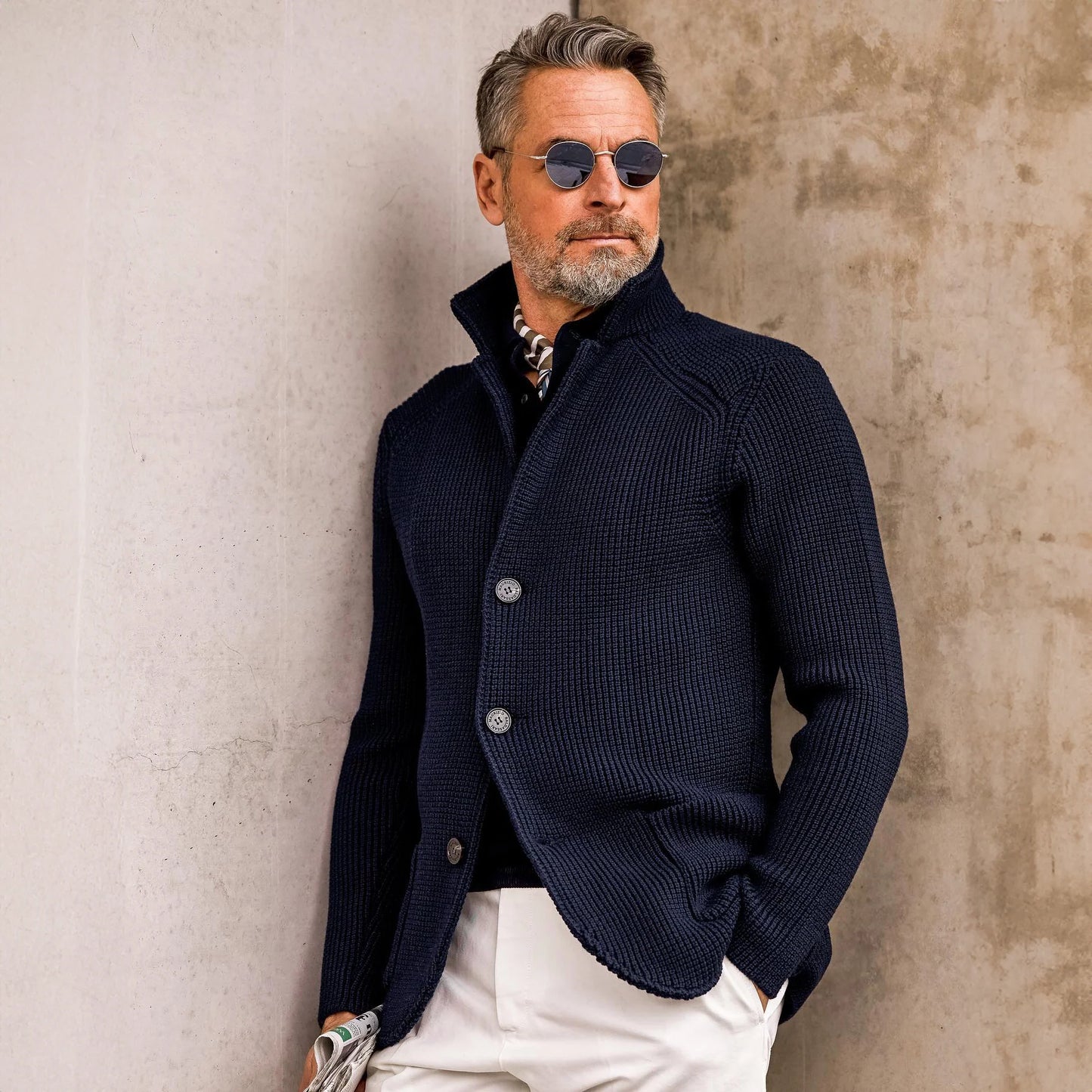 Nico | Gebreid Vest met Knoopsluiting Heren