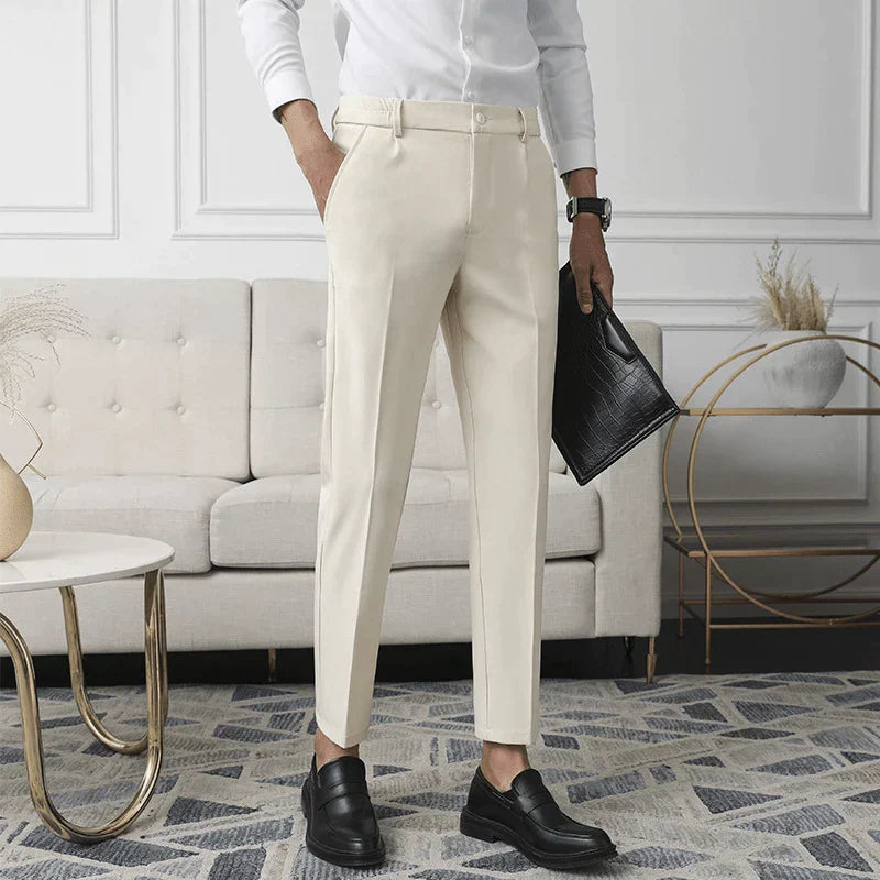 Marcello™ | Heren Slim Fit Cropped Stretch Pantalon Met Enkellange Pijpen | Luxe Smart Casual Nette Broek