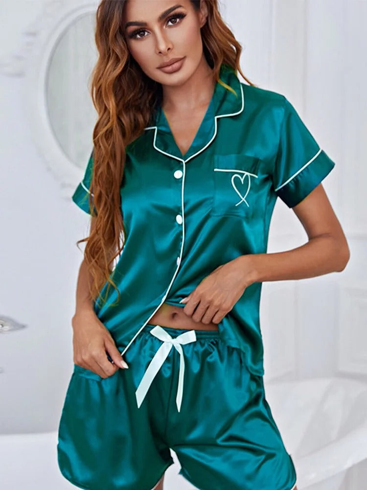 Sania™ | Dames Satijnen Pyjamaset | Luxe & Zijdezachte Nachtmode Co-ord Set