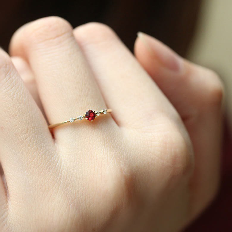 Élodie | Gouden Ring Met Rode Steen Dames