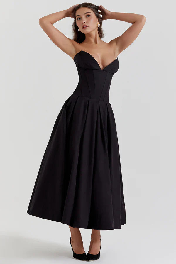Seraphina | Strapless Midi Jurk Dames