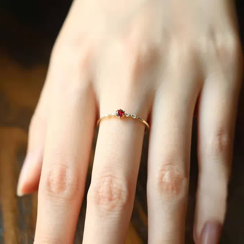 Élodie | Gouden Ring Met Rode Steen Dames
